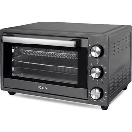 ICQN 20 Liter Minibackofen mit Airfry, Heißluftfritteuse, Ober-/Unterhitze mit Umluft-Funktion, 5 Grill-Funktion - Schwarz