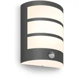 Philips LED Python Wandaußenleuchte mit Bewegungsmelder, 6W, warmweißes Licht 2.700K, IP44 Schutzklasse, integriertes Leuchtmittel, Anthrazit