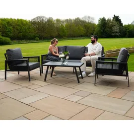 Jardi Gartenmöbel Set 4-teilig Anthrazitgrau mit Rattan Aufbewahrungsbox Schwarz 582l