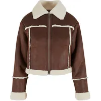 URBAN CLASSICS Shearling Lederjacke Brown / White Sand S
