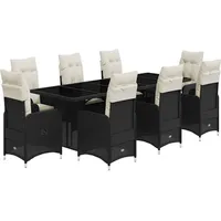 vidaXL Garten-Bistro-Set 9-tlg. Schwarz