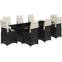 vidaXL Garten-Bistro-Set 9-tlg. Schwarz