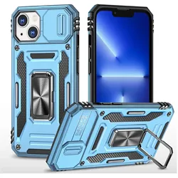 Hülle Handy Schutz für Apple iPhone 15 Case Cover Kamera Ständer Etuis Bumper