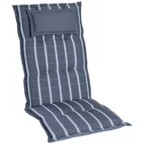 Homeoutfit24 Gartenstuhlauflagen Hochlehner – 1er Set – Komfort-Polster 6,5 cm – Kopfstütze integriert – Oeko-TEX Zertifiziert – pflegeleicht – Grau-Kariert – Made in EU