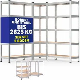 monzana 3er Set Schwerlastregal Eckregal 2625 kg 15 MDF-Platten Regal Lagerregal Kellerregal Steckregal Werkstattregal