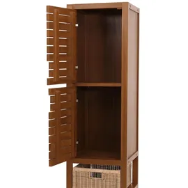 Mendler Teak-Hochschrank HWC-M84, Badschrank Highboard, hochwertiges B-Grade-Teak (Kernholz, 20-30 Jahre) 120x40x40cm
