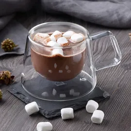 Gräwe Doppelwandige-Thermogläser mit Griff Glas 0,2 l 2er Set