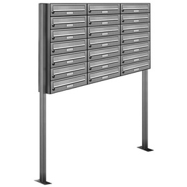 AL Briefkastensysteme 21 Fach Premium Edelstahl Standbriefkasten rostfrei als Briefkastenanlage DIN A4 modern