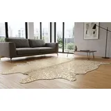 KUHFELL online & NOMAD Fellteppich Kuhfell Rinderfell Teppich hellgrau Silber & Gold Metallic Effekt XL goldfarben