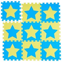 Relaxdays 45 x Puzzlematte Sterne, blau-gelb