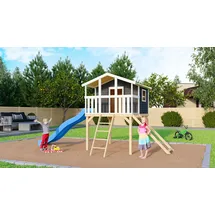 Akubi Stelzenhaus Benjamin Set B terragrau mit Rutsche blau 91213