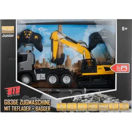 AMEWI RC-Auto 2-in-1 Tieflader/Bagger-Set G836E/G041E 6CH RTR gelb (22673)