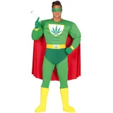 FIESTAS GUIRCA Weed Mann JGA Männer Kostüm – Marihuana Junggesellenabschied Männer Outfit, Lustiges Superhelden Gras Kostüm – Karneval Weed Kostüm Herren – Lustiges Herren Kostüm Größe S 46-48