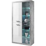 HBZ Highboard »Stone weiß Hochglanz, Wohnzimmerschrank BxHxT 92x194x37 cm«, (1 St.), Mit 2 Türen, 2 Glastüren, 4 Einlegeböden, 4 Glasböden, 2 feste Böden,