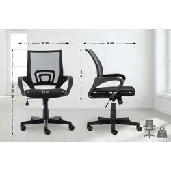 DELUKE® Bürostuhl PARIS - 88x56x54, Schwarz | Kunstleder | Kunststoff Gestell | ergonomische Bürostühle Homeoffice Stuhl mit Rollen