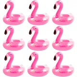 Kleine Flamingo Getränkehalter, Aufblasbarer Getränkehalter PVC Flamingo Schwimmender Bierhalter Getränke Dosenhalter Flaschenhalter Getränkehalter für Schwimmbad Strand (Rosa-9 Stück)