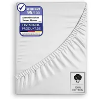 COFI 1453 Weiches Jersey Spannbettlaken 140x200 cm – Weiß