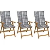 vidaXL Akazienholz Gartenstuhl 3 x 59 x 59 x 108 cm grau/bronze klappbar