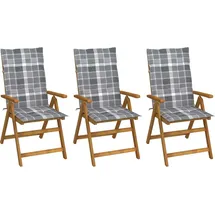 vidaXL Akazienholz Gartenstuhl 3 x 59 x 59 x 108 cm grau/bronze klappbar
