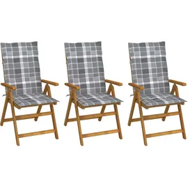 vidaXL Akazienholz Gartenstuhl 3 x 59 x 59 x 108 cm grau/bronze klappbar