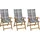 vidaXL Akazienholz Gartenstuhl 3 x 59 x 59 x 108 cm grau/bronze klappbar