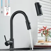 360°Küchenarmatur Niederdruck Schwarz Wasserhahn Ausziehbar Brause Spüle Armatur