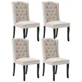 IDEASY Esszimmerstuhl 2/4/6 St Esszimmerstuhl, Luxus Stühle Esszimmer, Komfort Schaumstoff (4 St), Füße aus schwarzer Eiche, verchromter Türring, 120 kg Tragfähigkeit beige