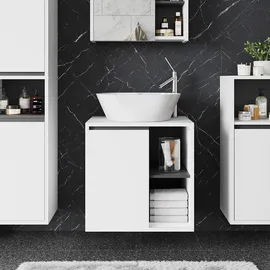 Vicco Waschbeckenunterschrank Viola Weiß/grau, 60 x 60 cm mit offenen Regalen