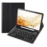 HLTOOP Tastatur Hülle für Samsung Galaxy Tab S10 Lite/S10 FE/S9 FE/Tab S9/S8/S7 10.9 Zoll/11 Zoll 2025/2023/2022/2020, QWERTZ TastaturHülle mit Stift Halter Wireless Abnehmbare Tastatur,Schwarz
