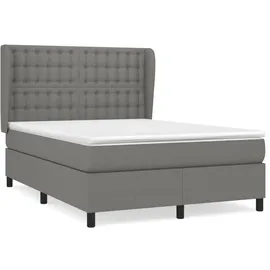 vidaXL Boxspringbett mit Matratze Dunkelgrau 140x200 cm Stoff