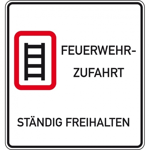 Schild I Hinweisschild Feuerwehr-Zufahrt freihalten, Aluminium RA0, reflektierend, 500x500mm, DIN 67520