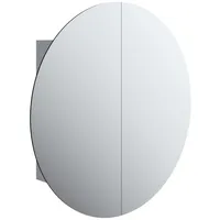 VidaXL Badezimmerschrank mit Rundem Spiegel & LED Grau 54x54x17,5