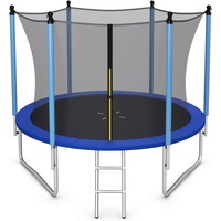 KOMFOTTEU Kindertrampolin Freizeit-Trampolin, Ø 305 cm, mit Sicherheitsnetz, für Kinder und Erwachsene blau 305 cm