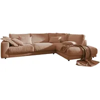 KAWOLA Ecksofa Madeline Cord Recamiere rechts rost
