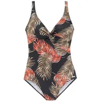 LASCANA Badeanzug Damen schwarz-bedruckt Gr.52 Cup E