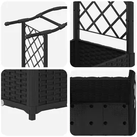 vidaXL Hochbeet mit Rankgitter und Dach 125 x 40 x 138 cm Schwarz