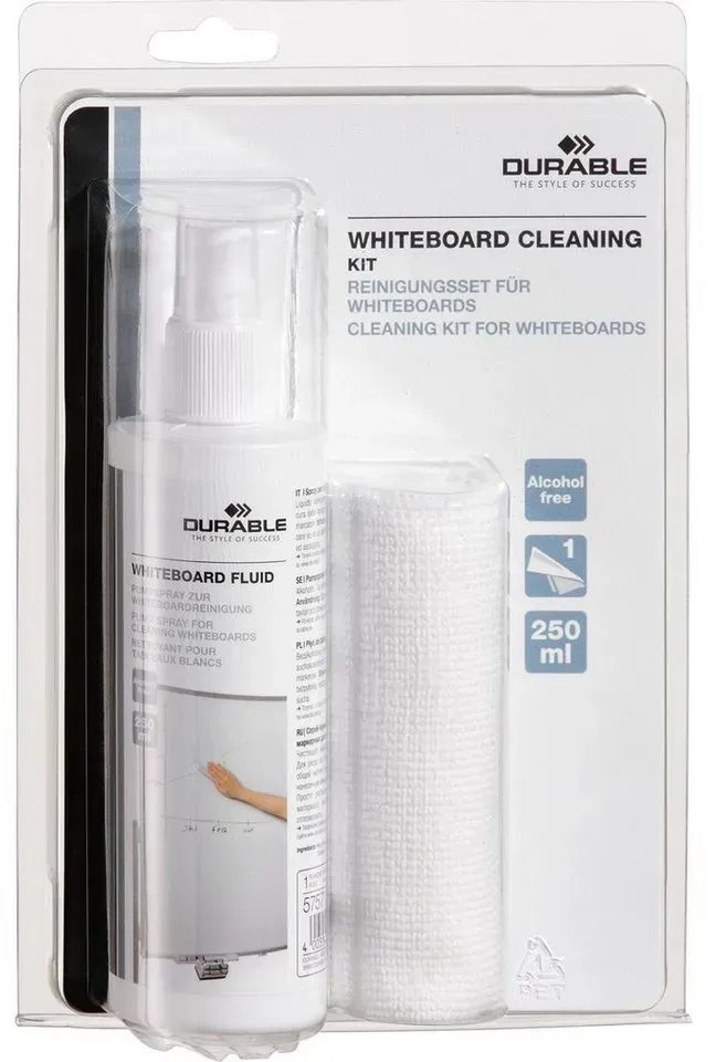 Preisvergleich Produktbild DURABLE Klebeband DURABLE Whiteboard Reinigungsset Pumpspray+Mikrofasertuch