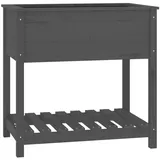 vidaXL Pflanzkübel mit Ablage Grau 82,5x82,5x81 cm Massivholz Kiefer