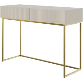 Selsey Schminktisch Makeup Tisch Frisiertisch Kosmetiktisch 110 cm Mit 2 Schubladen Veldio Graubeige Goldene Beine