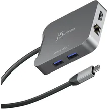 j5create JCD3191-N, Kabelgebunden, USB 3.2 Gen 2 (3.1 Gen 2) Type-C, 140 W, 10,100,1000 Mbit/s, Grau