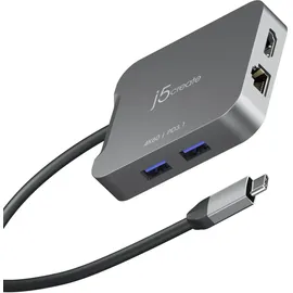 j5create JCD3191-N, Kabelgebunden, USB 3.2 Gen 2 (3.1 Gen 2) Type-C, 140 W, 10,100,1000 Mbit/s, Grau