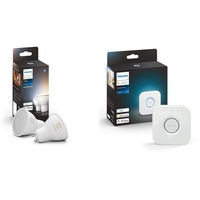 Philips Hue White Ambience GU10 LED Lampe Doppelpack, dimmbar, alle Weißschattierungen, kompatibel mit Amazon Alexa (Echo, Echo Dot) + Bridge, zentrales, intelligentes Steuerelement des Hue Systems