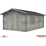 PALMAKO AS Blockbohlen-Garage, BxT: 360 x 550 cm (Außenmaße), Holz - grau