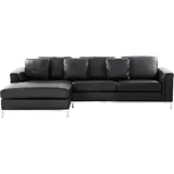 Beliani Ecksofa Leder 4-Sitzer Schwarz/Silber