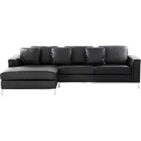 Beliani Ecksofa Leder 4-Sitzer Schwarz/Silber