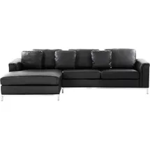 Beliani Ecksofa Leder 4-Sitzer Schwarz/Silber