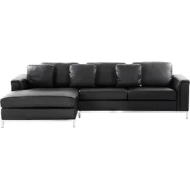 Beliani Ecksofa Leder 4-Sitzer Schwarz/Silber