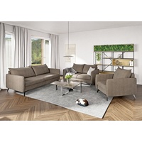 S-Style Möbel Polstergarnitur Modernes 3+2+1 Azalea mit Schwarz Metall Füßen, (1x 3-Sitzer-Sofa, 1x 2-Sitzer-Sofa, 1x Sessel), mit Wellenfederung beige