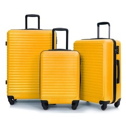 Flieks Hartschalen-Trolley, 4 Rollen, Trolleyset Handgepäck Koffer Set-3 tlg., ABS-Material, TSA-Schloss gelb 1 cm x 1 cm x 1 cm