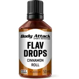 Body Attack Flav Drops®, - 50ml Geschmacksrichtung Cinnamnon Roll, Aromatropfen für Lebensmittel, zuckerfreie Flavour Drops ohne Kalorien, vegan & Qualität Made in Germany